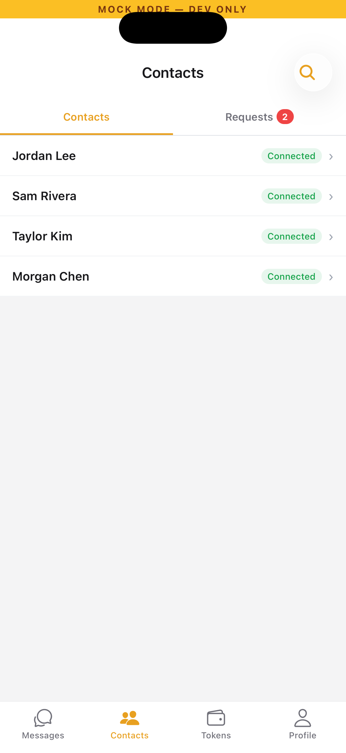 Contacts list