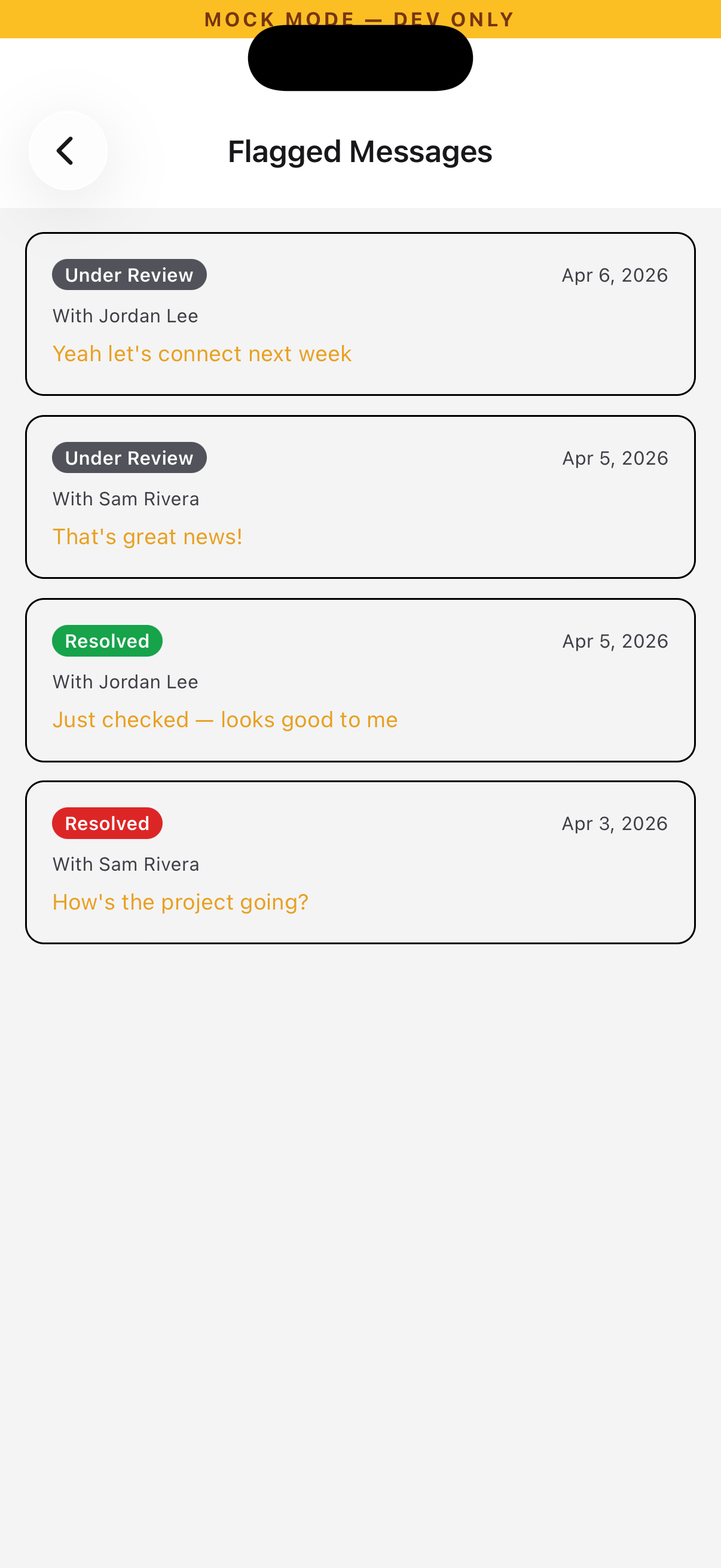 Flagged messages list